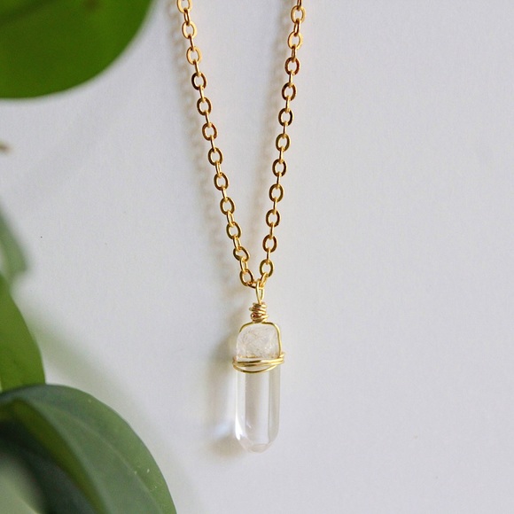 Gold Wrapped Clear Quartz - Picture 2 of 4